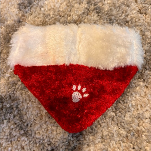 Small Pet Christmas collar scarf Red and White w/matching ankle rings with bells - Picture 2 of 10